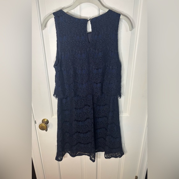 NEW Navy Blue Floral Lace Women's Dress Large Sexy - Picture 5 of 14